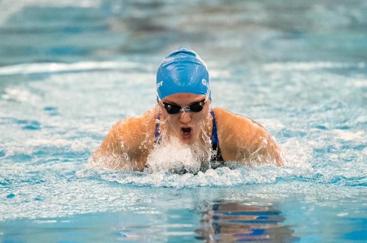 Katie Gardner,  ‘18, won two individual events.
Photo courtesy of W&L Sports Information.