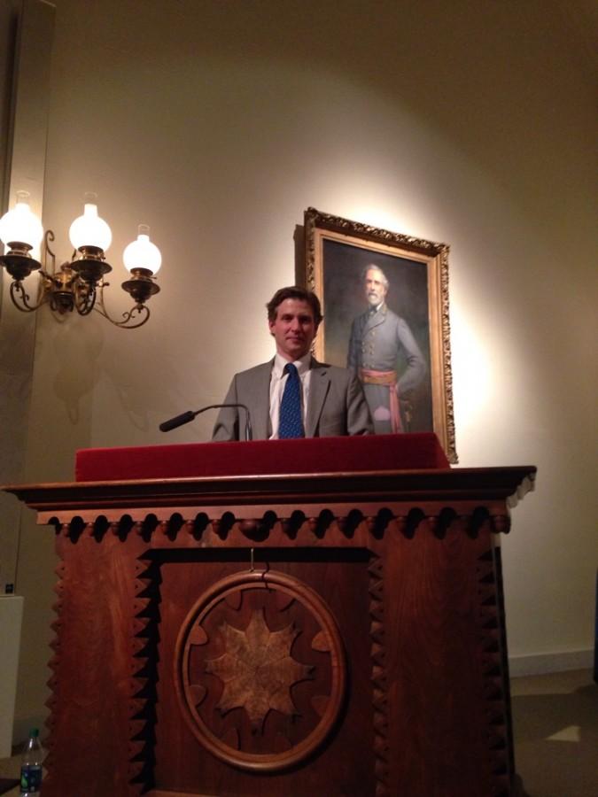 Alec Ross speaking in Lee Chapel on March 14. Photo by Jack Anderson 16.