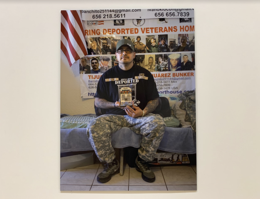 A photograph of a deported veteran, taken by Xavier Tavera and showcased in Staniar Gallery.