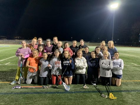 The women’s club lacrosse team at their first practice. Photo courtesy of Mary Wilson Grist.