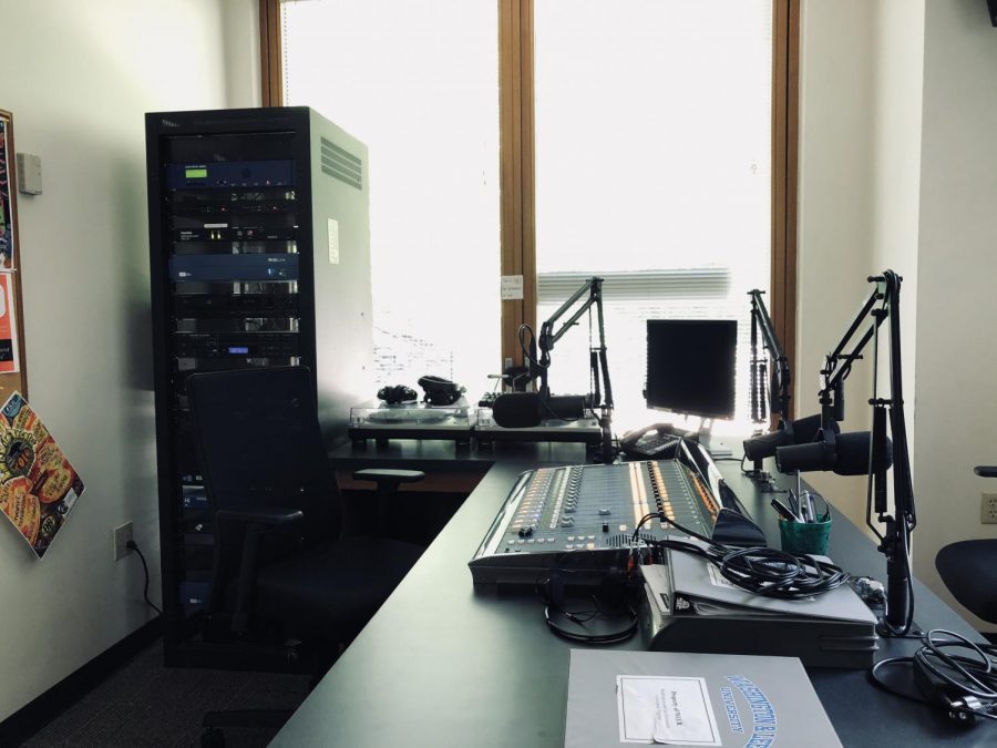 The WLUR studio is on the bottom floor of Elrod Commons.
