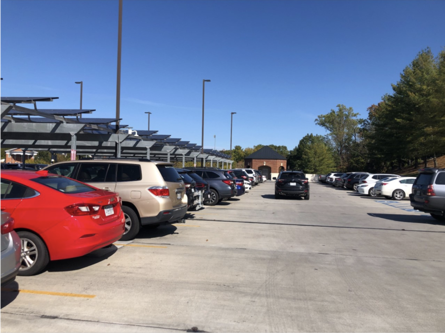 The parking deck is often full, especially during weekdays. Photo by Grace Mamon, ’22.