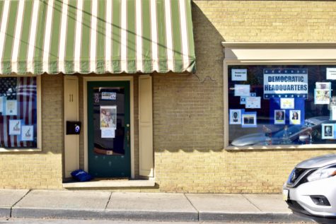 The Democratic headquarters in Lexington has had signs up all fall. Photo by Lilah Kimble, 23. 