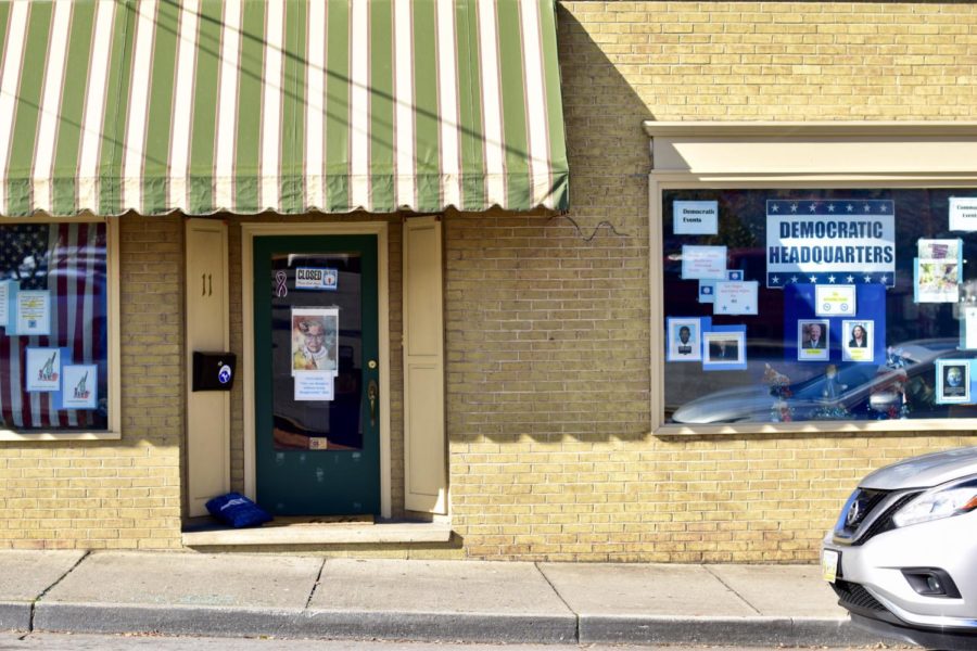 The Democratic headquarters in Lexington has had signs up all fall. Photo by Lilah Kimble, 23. 
