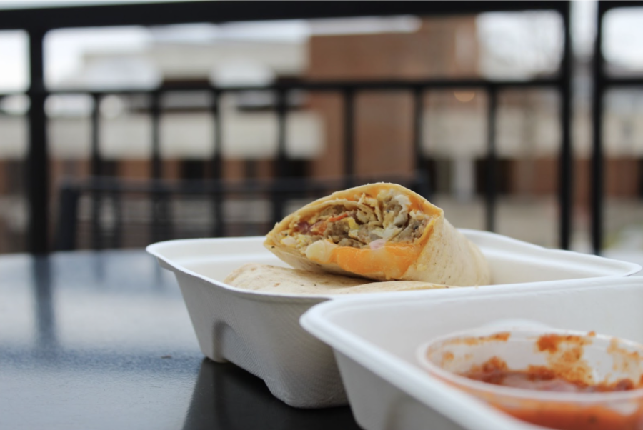The breakfast burrito can be found at Co-op. Photo by Jess Kishbaugh, ’23.