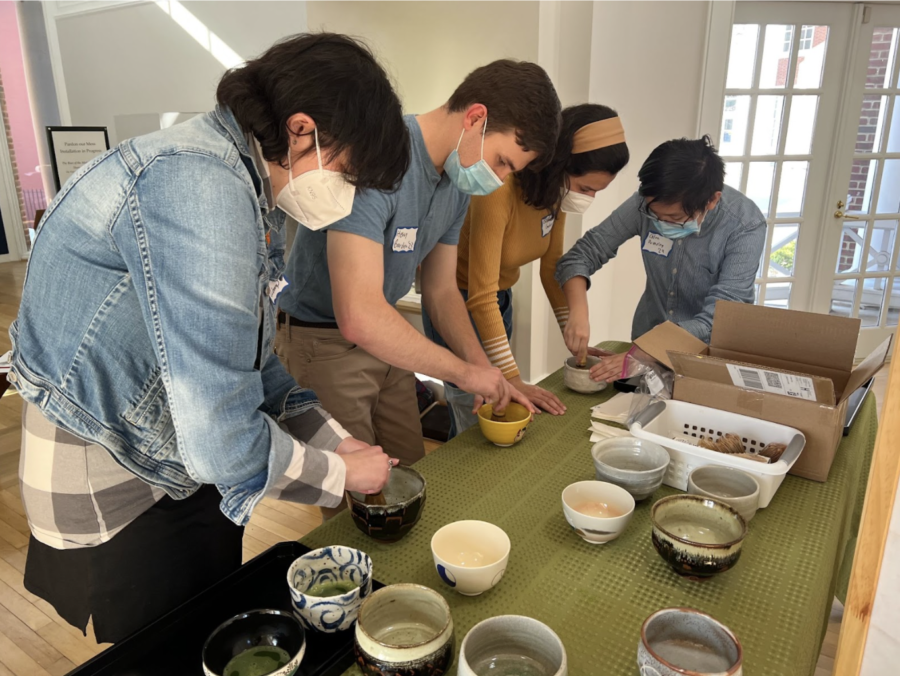 Members of Washington and Lee’s Chanoyu Tea Society prepare matcha tea to serve at their MLK Day ceremony. The event was part of a larger slate of activites the univeristy held in honor of MLK. Photo by Janet Ikeda Yuba.