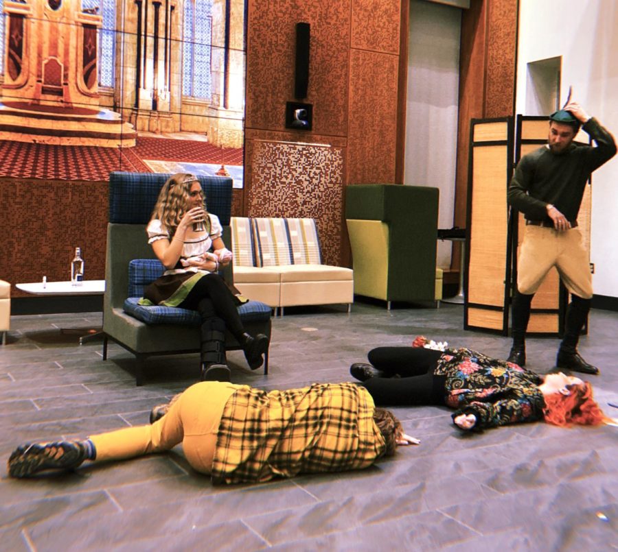 Students taking German 332 deliver a twist to the fairy tale classic, “Rumpelstiltskin.” Photo by Catherine McKean, ’24. 