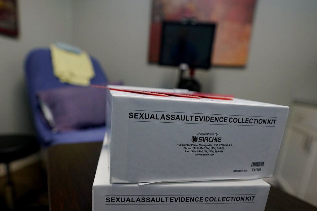 A Sexual Assault Evidence Collection Kit, or Rape Kit, rests on a table in an examination room, Wednesday, Aug. 31, 2022, in Austin, Texas. Photo by AP/Eric Gay