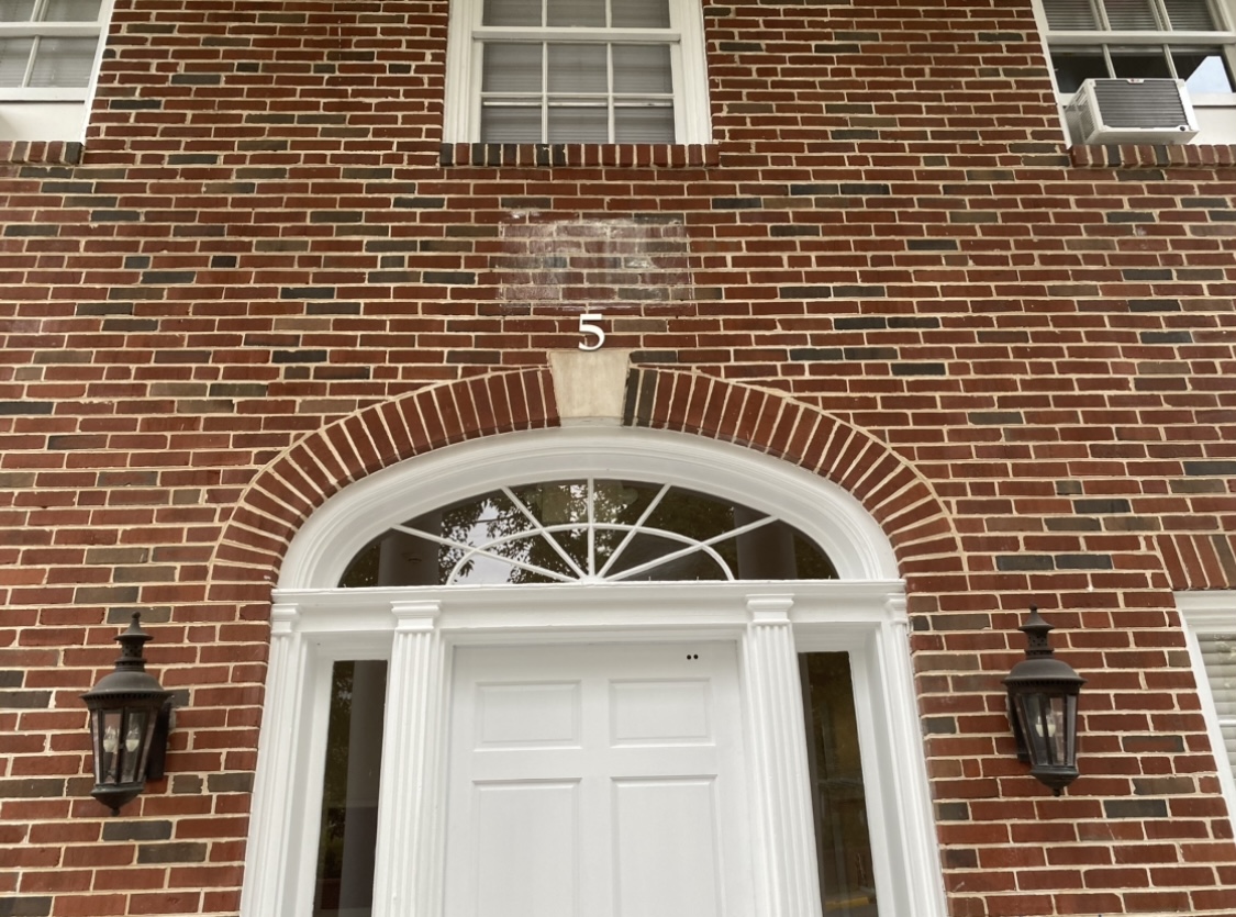 Phi Zeta Delta’s letters have been scrubbed from the group’s former house, which has been converted to over-flow housing. The fraternity won’t be allowed on campus until 2027.
