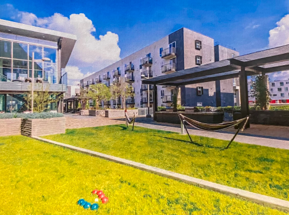 Rendering of the apartment complex planned to be built on the former Virginia Department of Transportation property. 