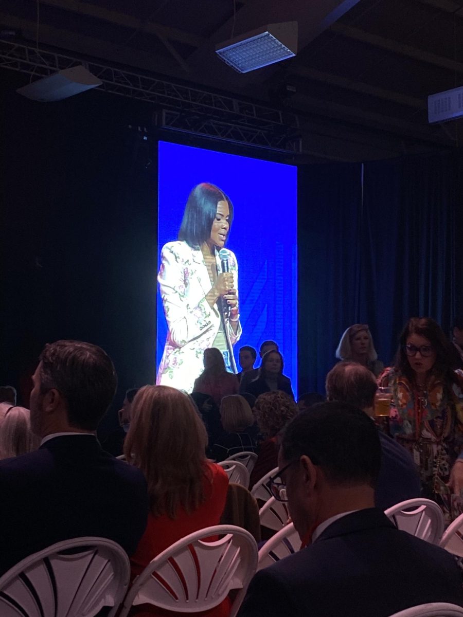 Candace Owens speaks at the first Mock Convention session.