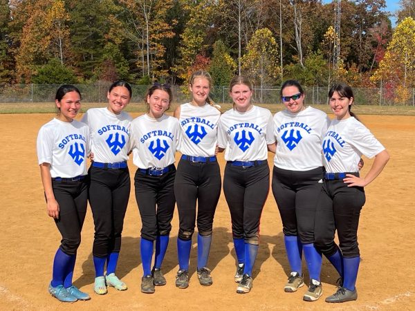 Current club softball members face off against University of Mary Washington on October 28, 2023. 