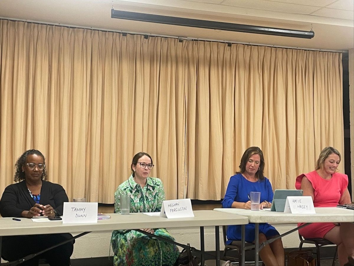 The four candidates for Lexington City School Board speak at the forum (from left to right): Tammy Dunn, Meghan Ferguson, Katie Masey and Kasey Potter. 