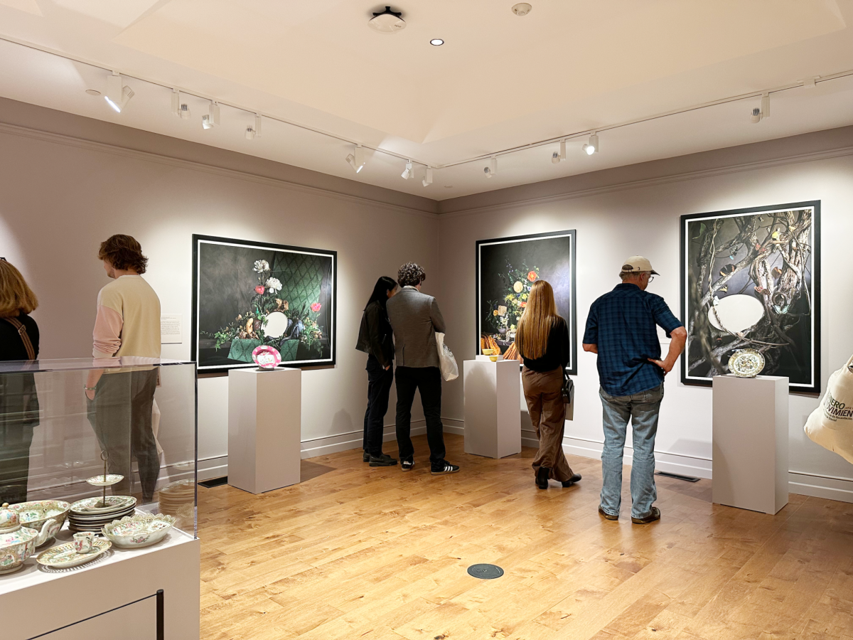 Guests observing Stephanie Shih’s work after her artist talk.