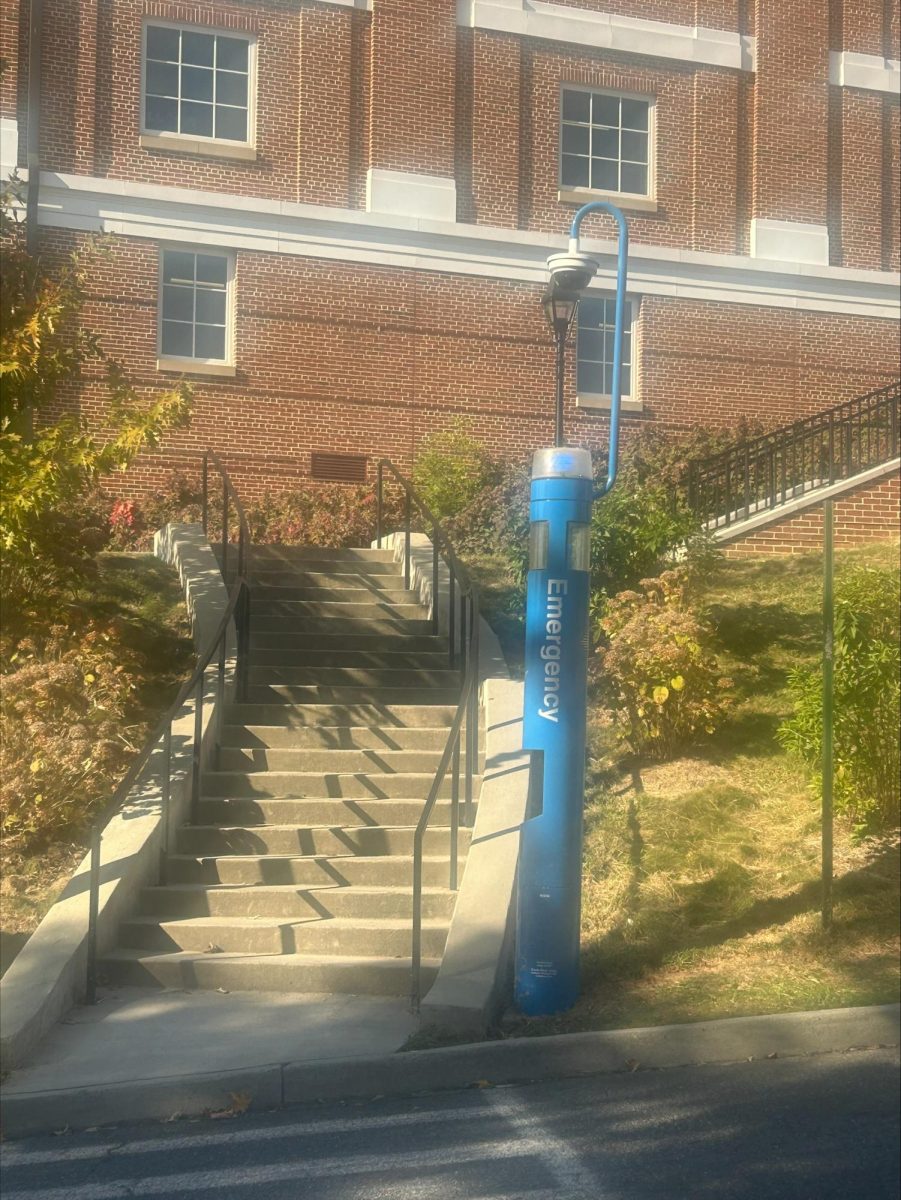 Students can use call boxes at blue light stations across campus in case of an emergency. 