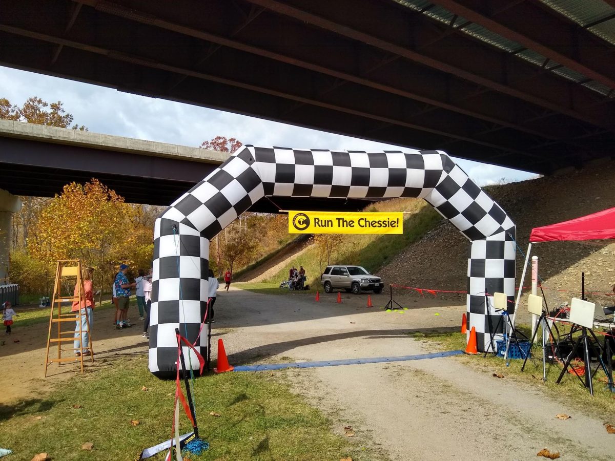 A marathon runner approaches the finish line at the Chessie Trail Races. Other races included a half marathon, 5k, 10k and 26.2-mile relay. 