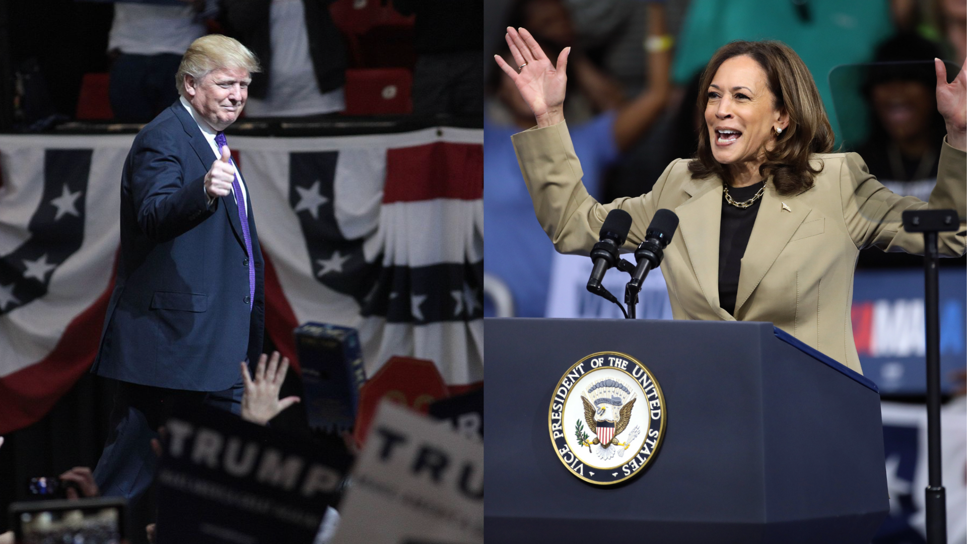 Donald Trump spoke at his rally in Nevada on Oct. 31. 
Kamala Harris spoke at her rally in Arizona on Oct. 31. 