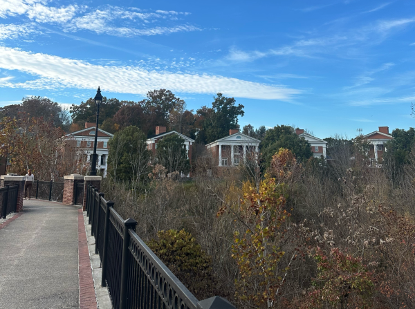 Sorority Row, adjacent to Wilson Field, houses members of six Panhellenic sororities. 