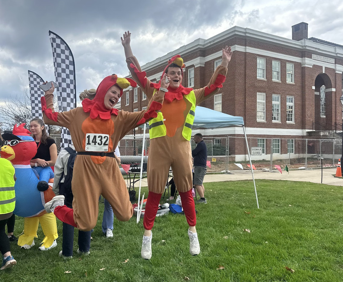 Several volunteers and participants wore turkey costumes during the 5K to fit the holiday theme. 