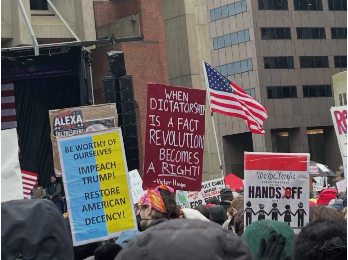 On April 5, 2025, people from across Massachusetts rallied at a Hands Off Protest. 