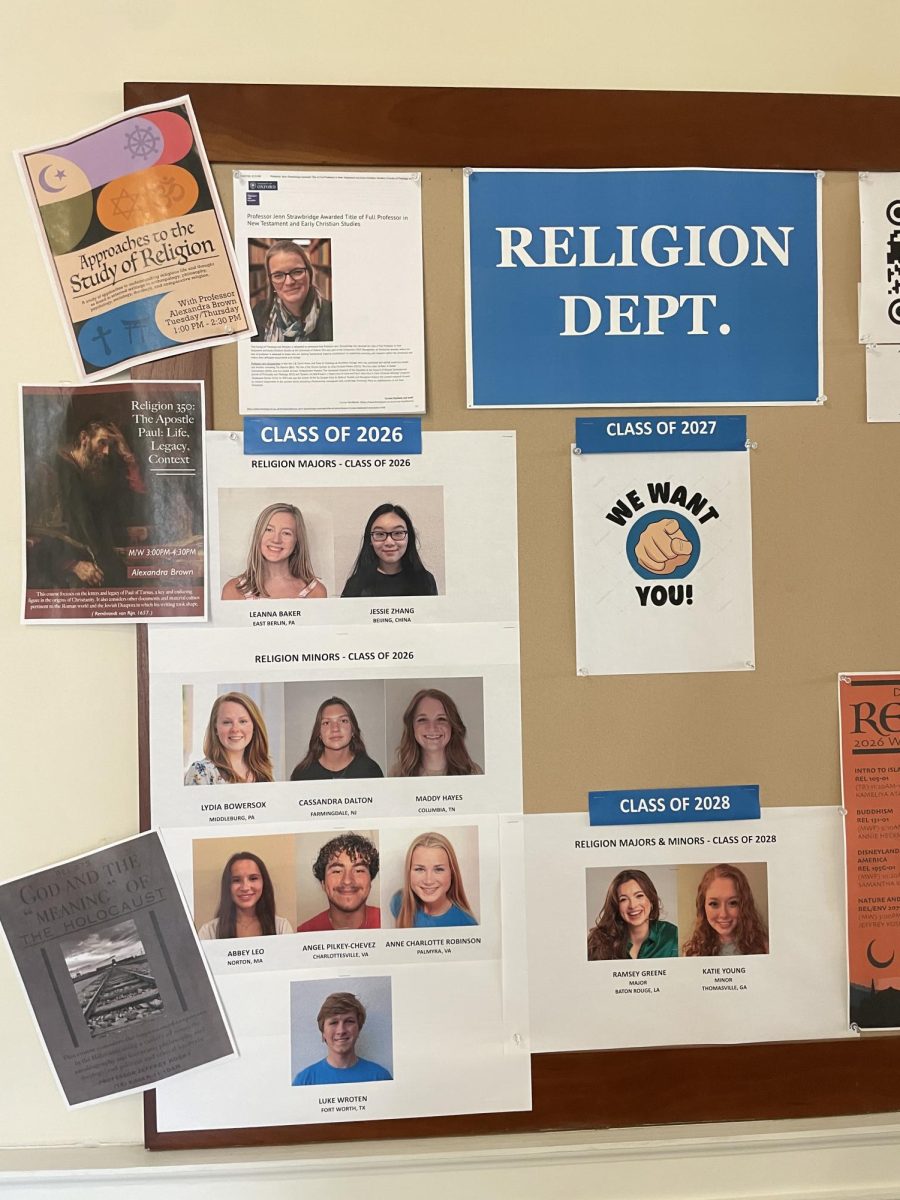 The Religion Department posted a flyer seeking students in the class of 2027 to enroll in the major and minor.