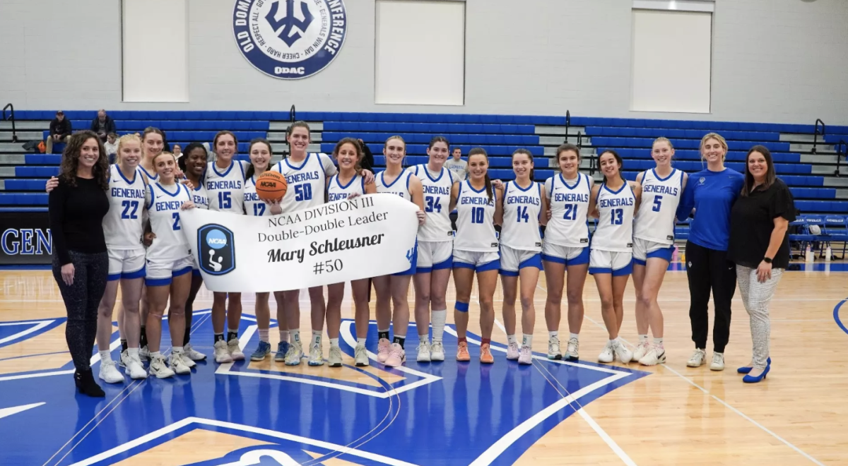 Mary Schleusner, ‘26, became the NCAA Division III double-doubles leader in the Generals’ 69-47 victory over Roanoke College on Jan. 28 in Lexington, Va. 